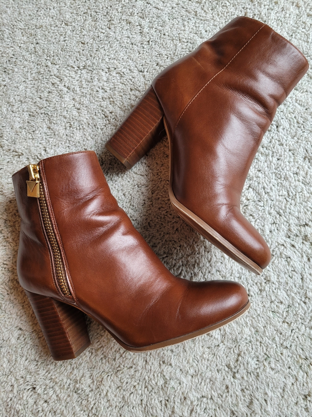 Women's Leather Ankle Boots In A Stunning Cognac Color Great Looking Style 6 1/2